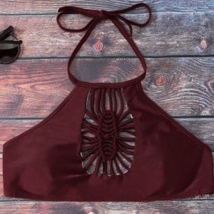 Spider Cut High Neck Bikini Top